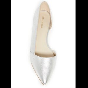 Cole Haan Bambra skimmer ballet flats shoes silver pointed pointy 6